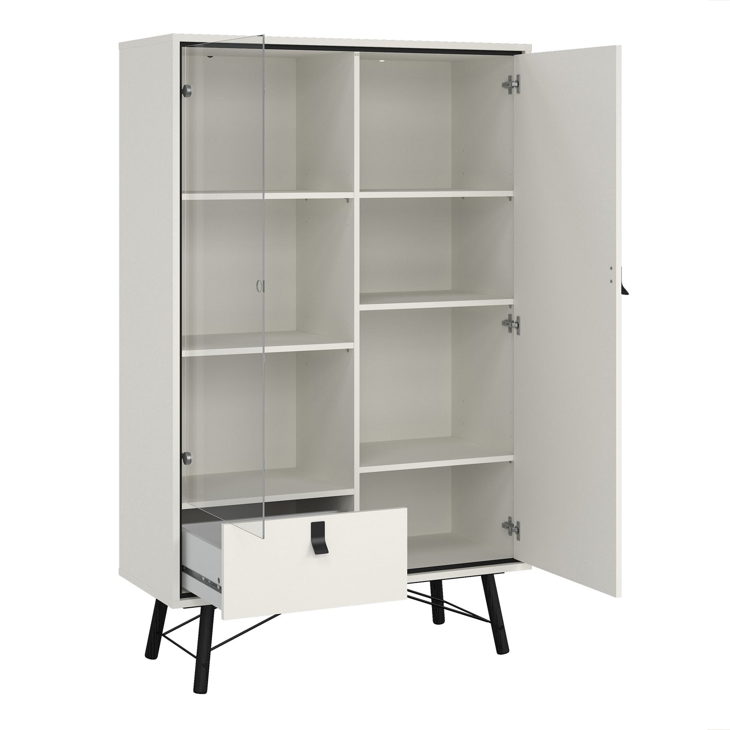 ry china cabinet 1 door 1 glass door 1 drawer in matt white