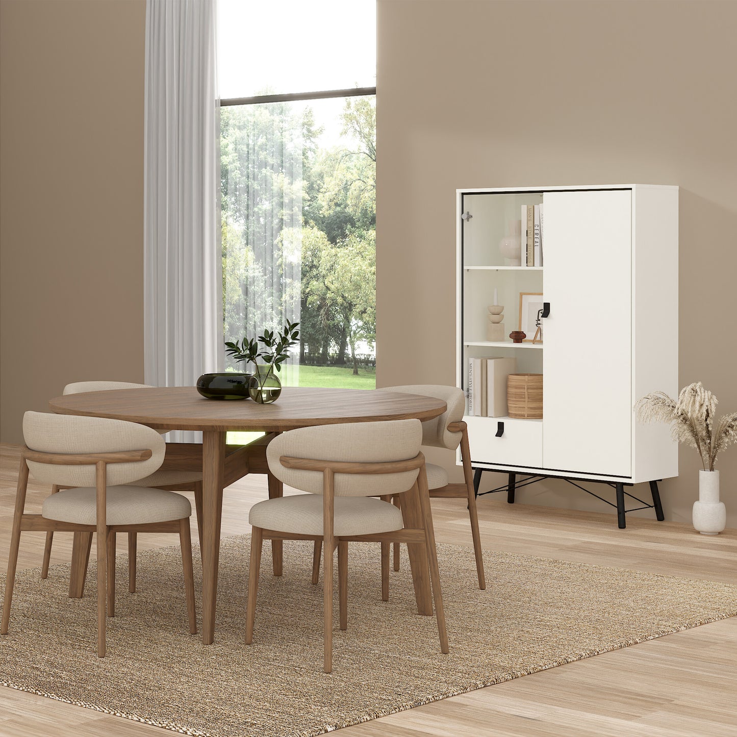 ry china cabinet 1 door 1 glass door 1 drawer in matt white