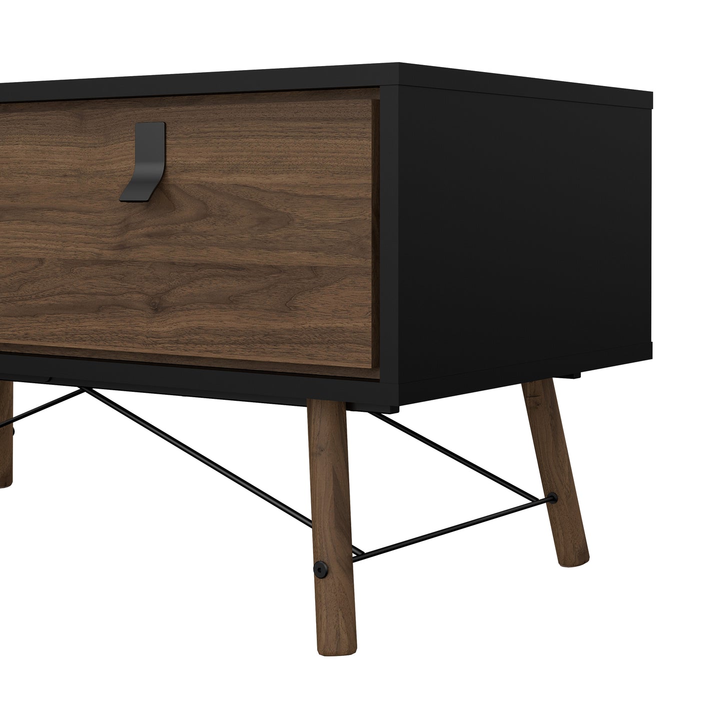 ry coffee table with 1 drawer in matt black walnut