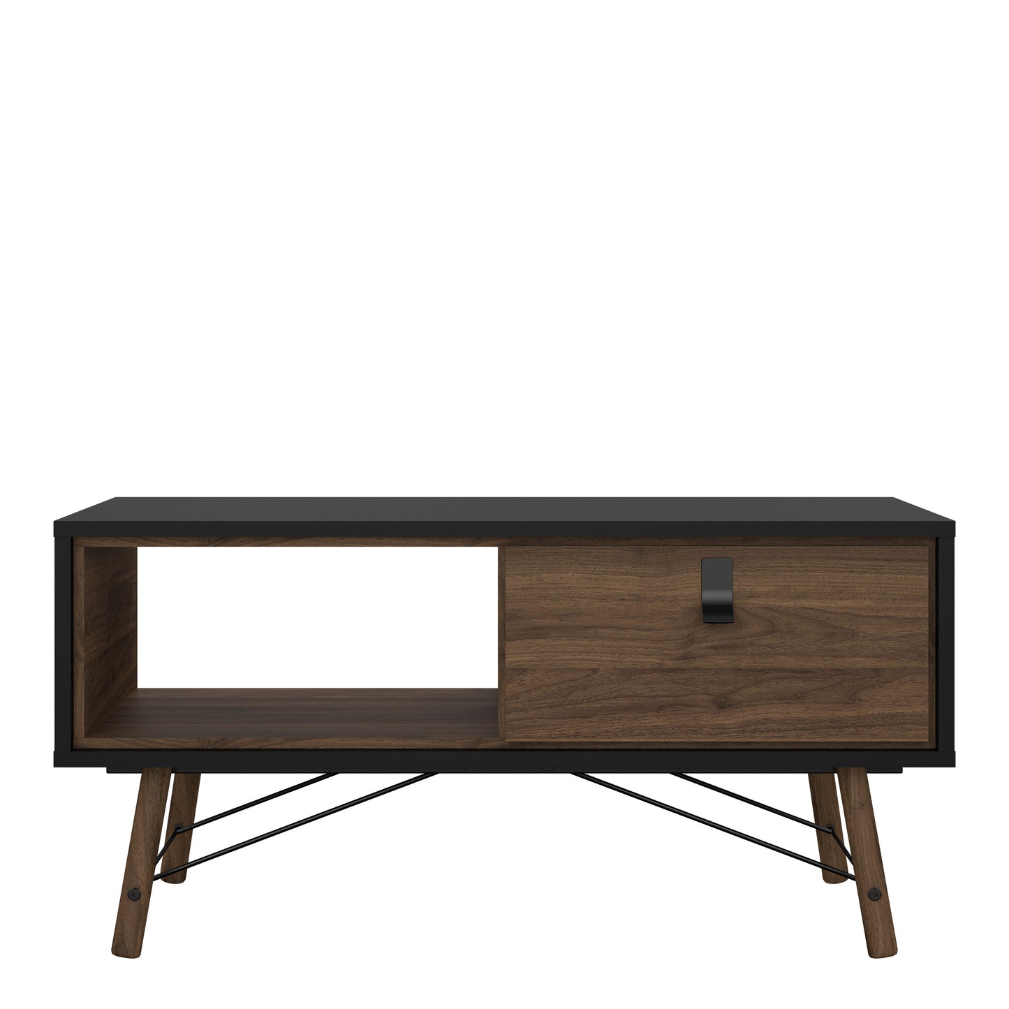ry coffee table with 1 drawer in matt black walnut