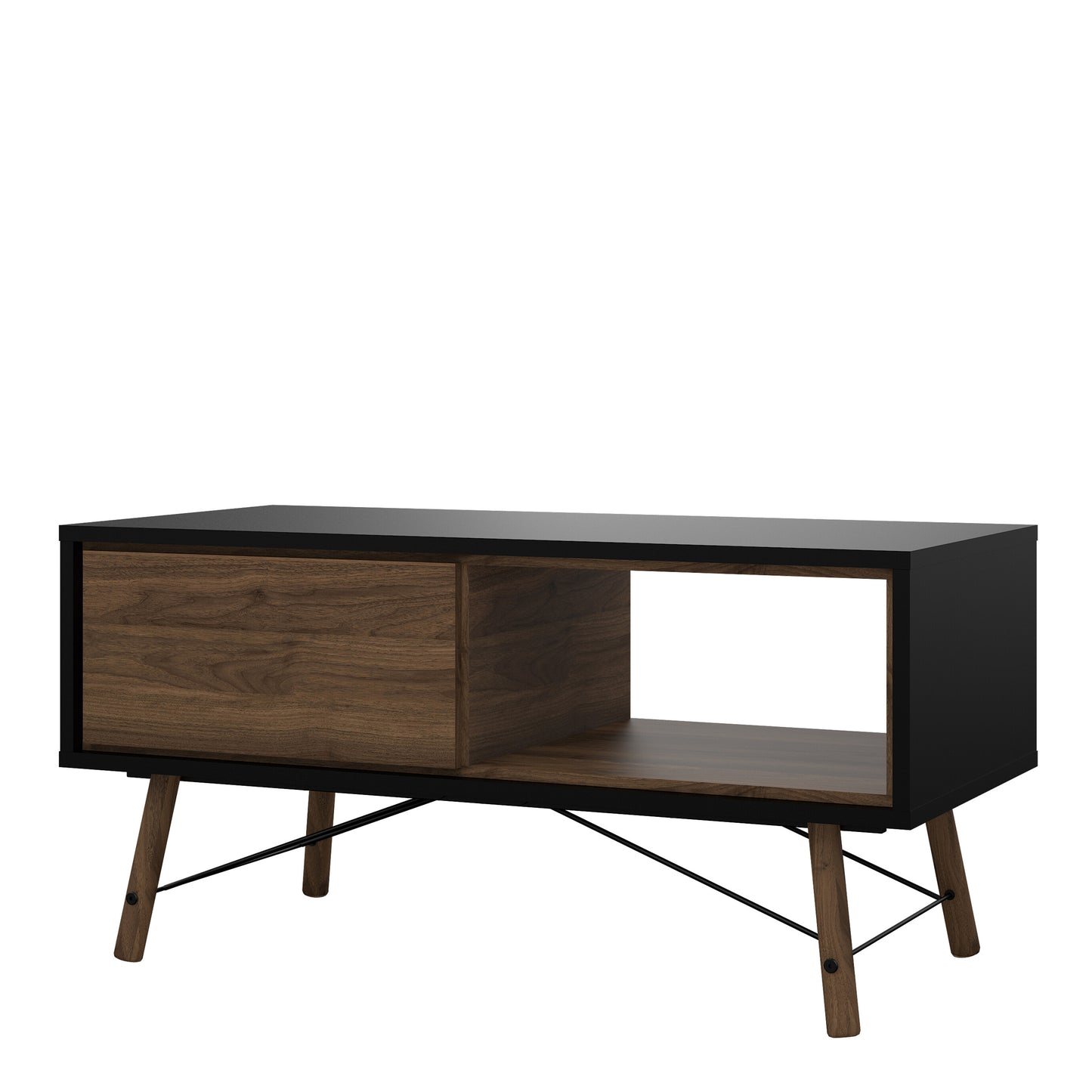 ry coffee table with 1 drawer in matt black walnut