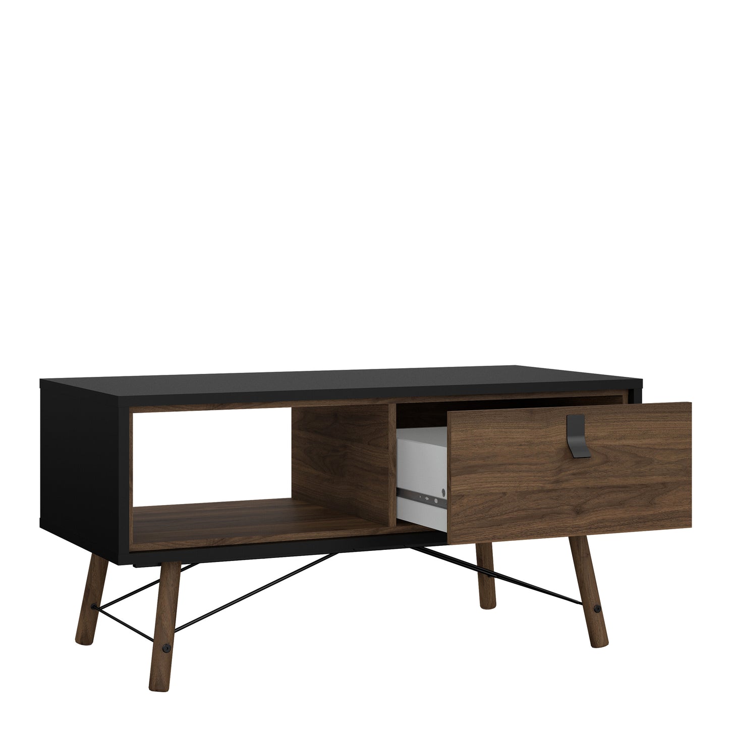ry coffee table with 1 drawer in matt black walnut