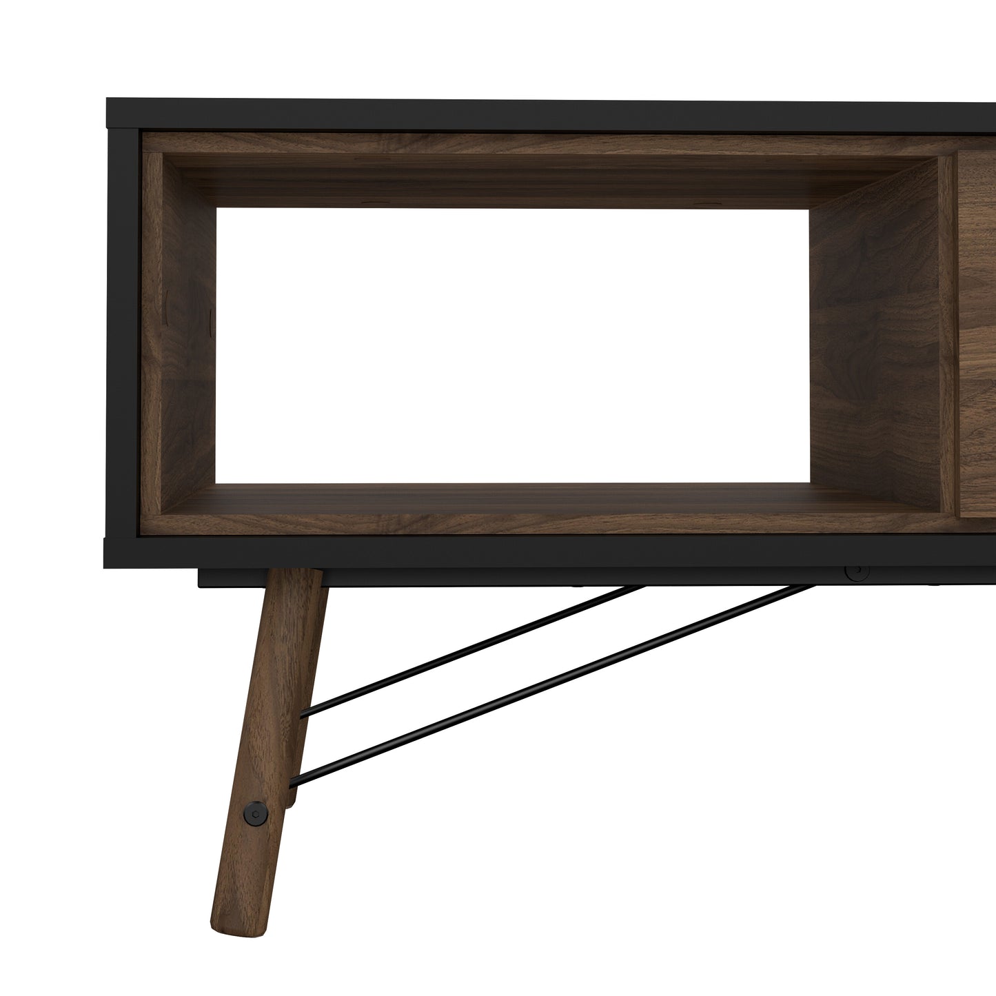 ry coffee table with 1 drawer in matt black walnut