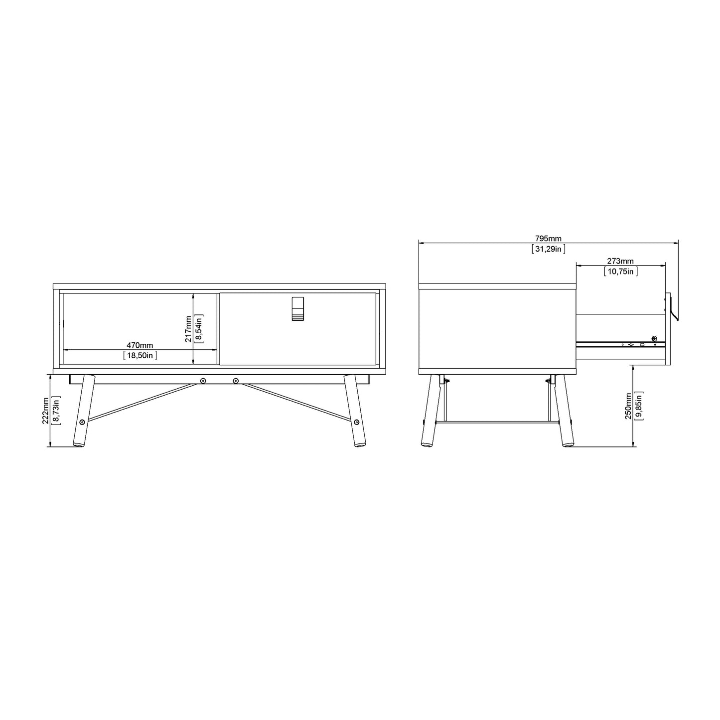 ry coffee table with 1 drawer in matt white
