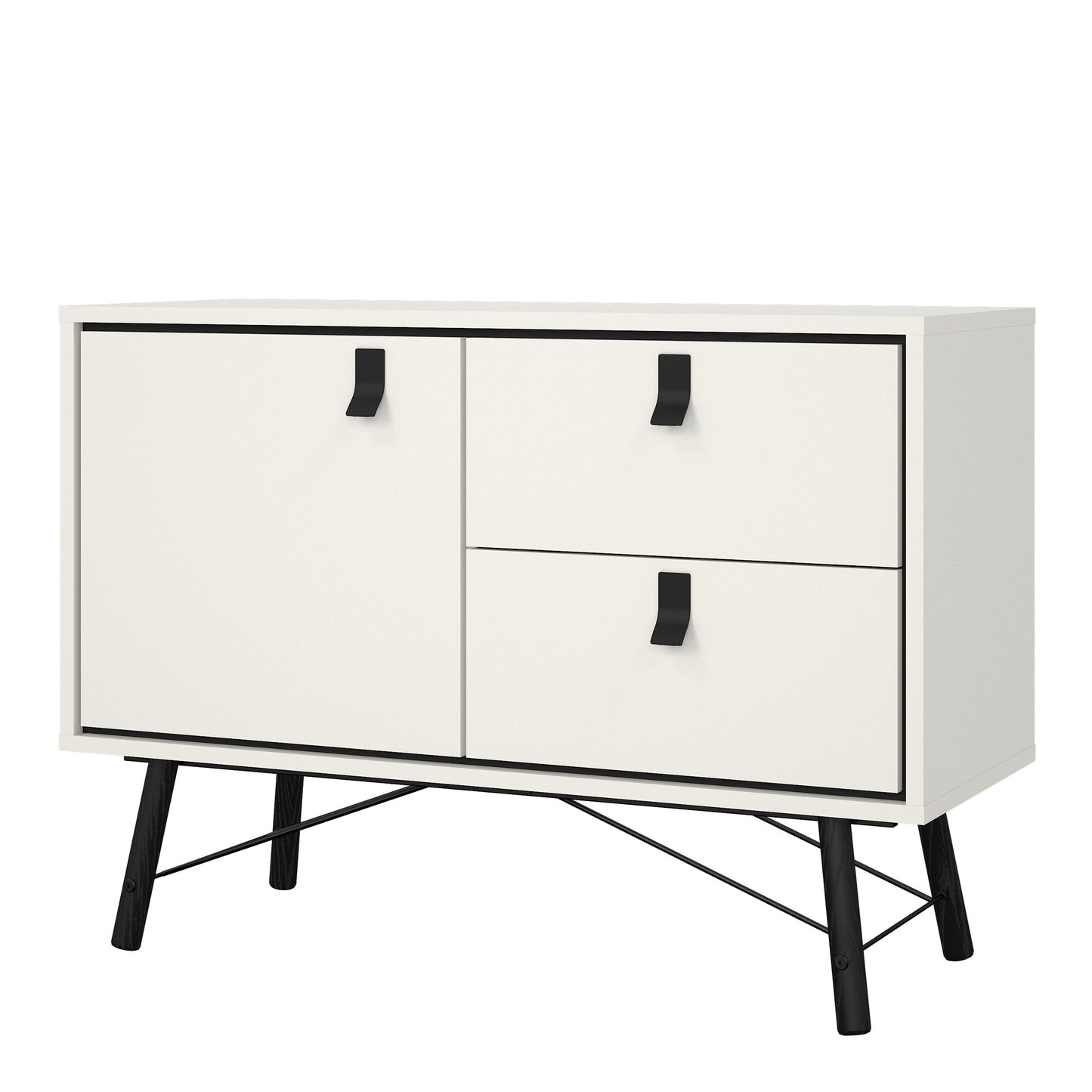 ry sideboard with 1 door 2 drawers in matt white