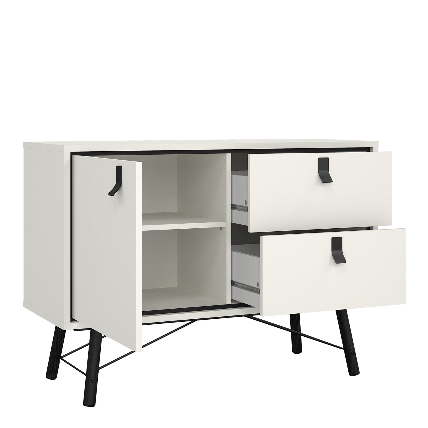 ry sideboard with 1 door 2 drawers in matt white