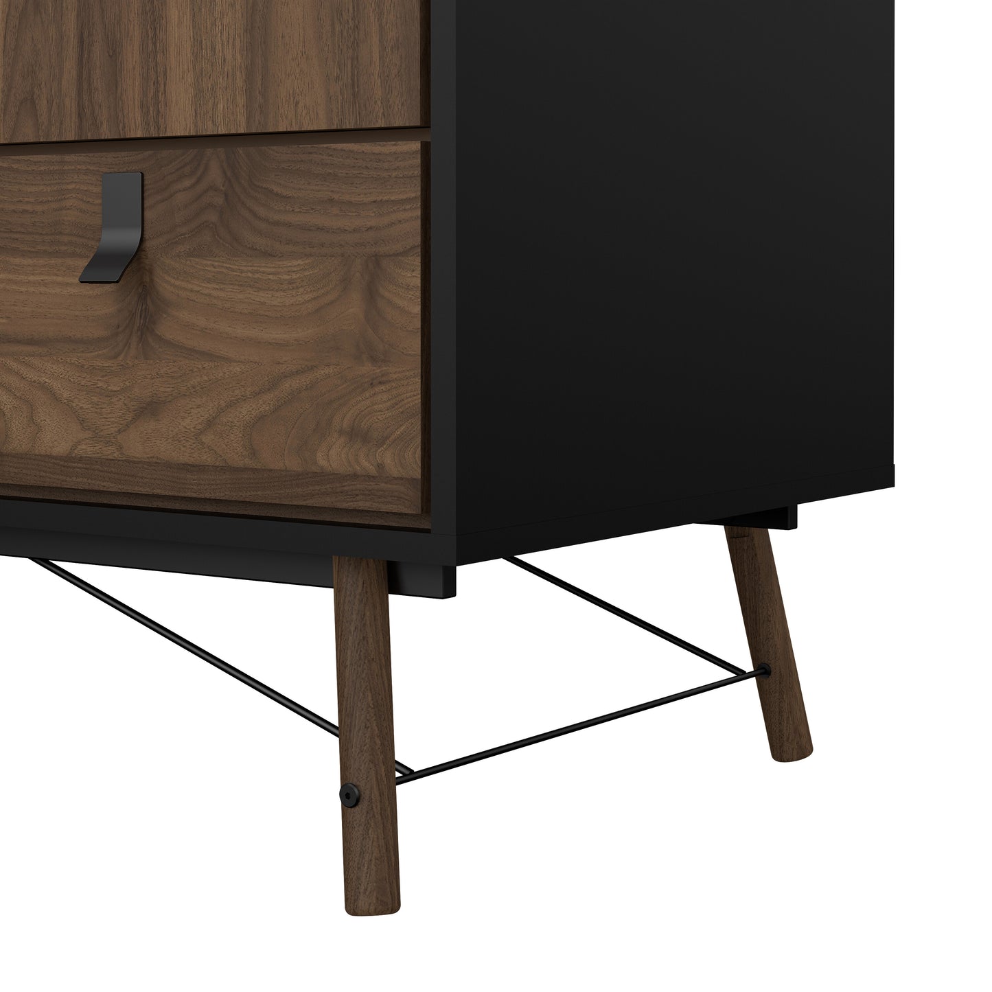 ry wardrobe 3 doors 3 drawers in matt black walnut
