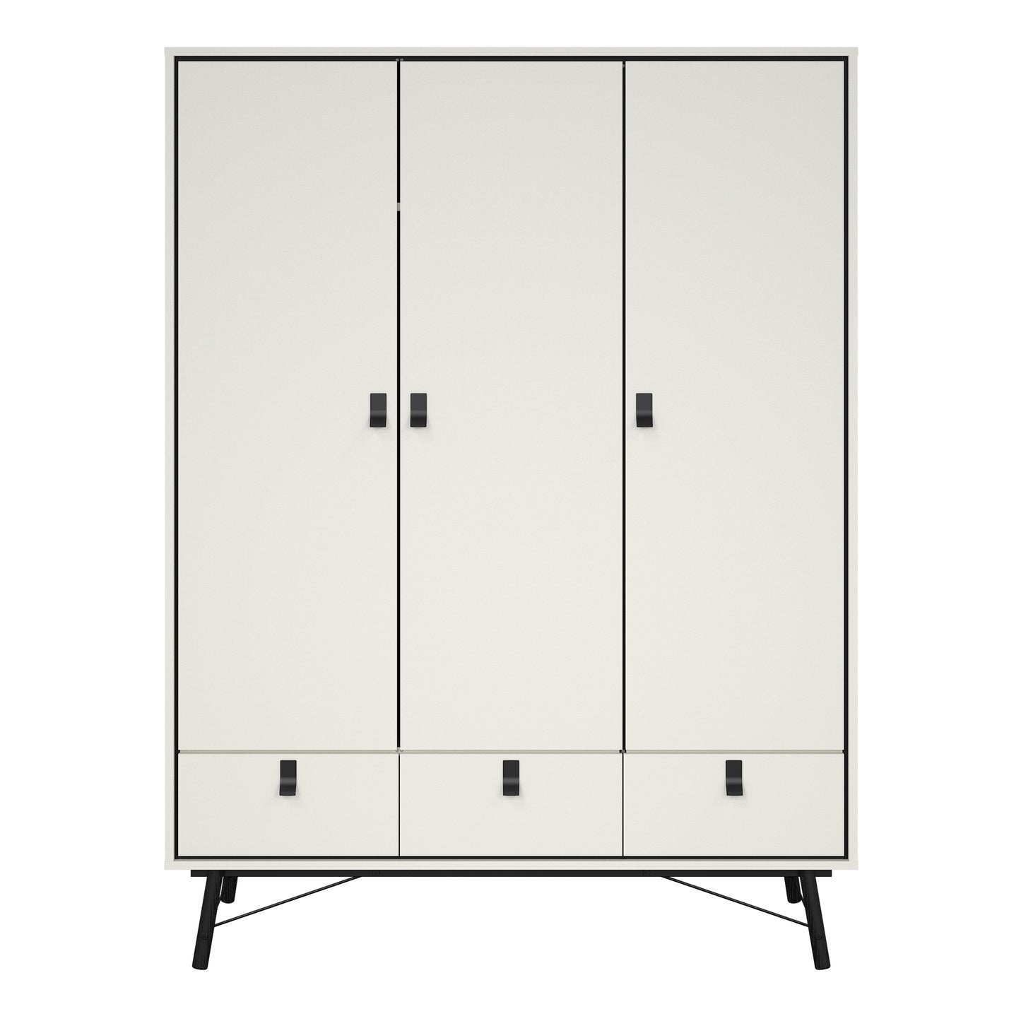 ry wardrobe 3 doors 3 drawers in matt white