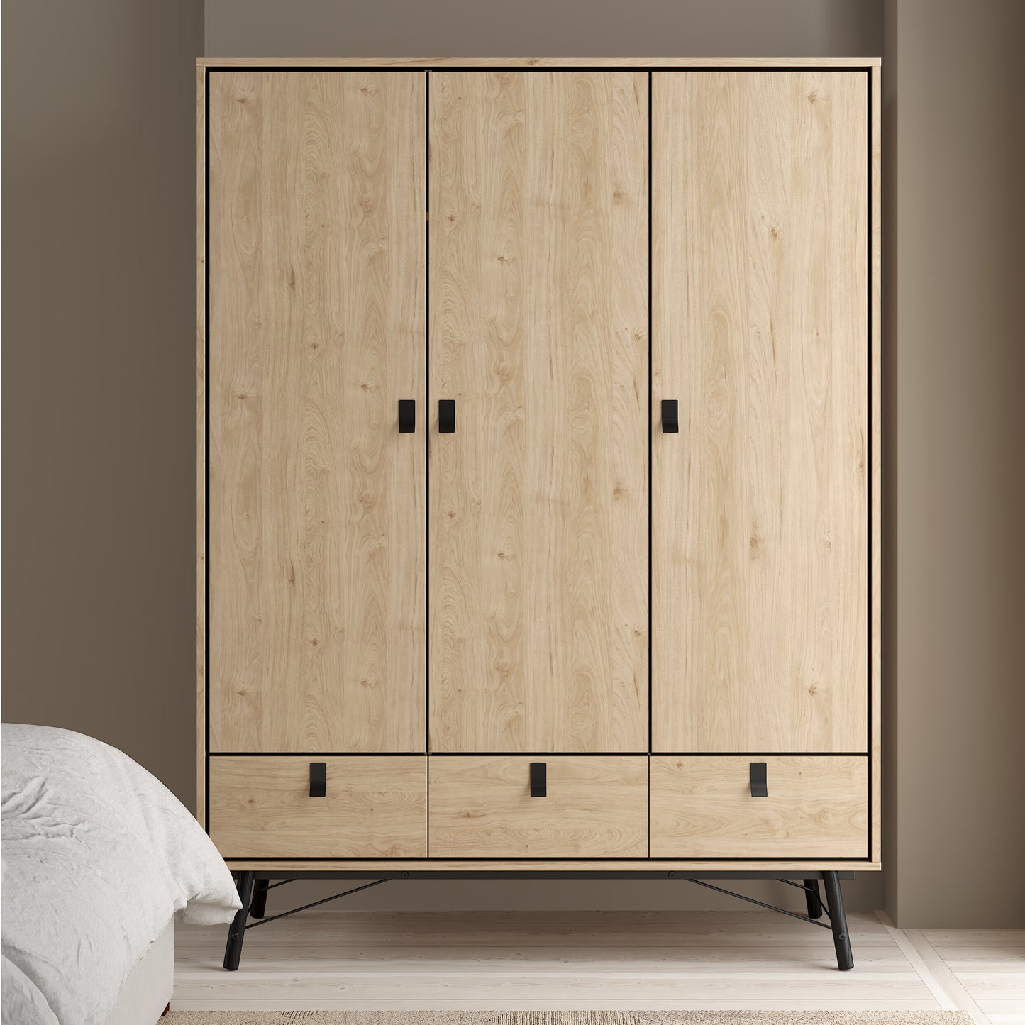 ry wardrobe 3 doors 3 drawers in jackson hickory oak