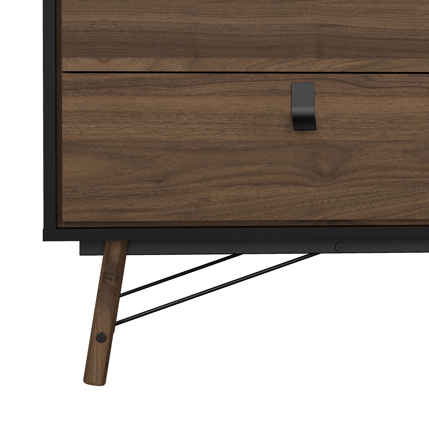 ry wide double chest of drawers 6 drawers in matt black walnut
