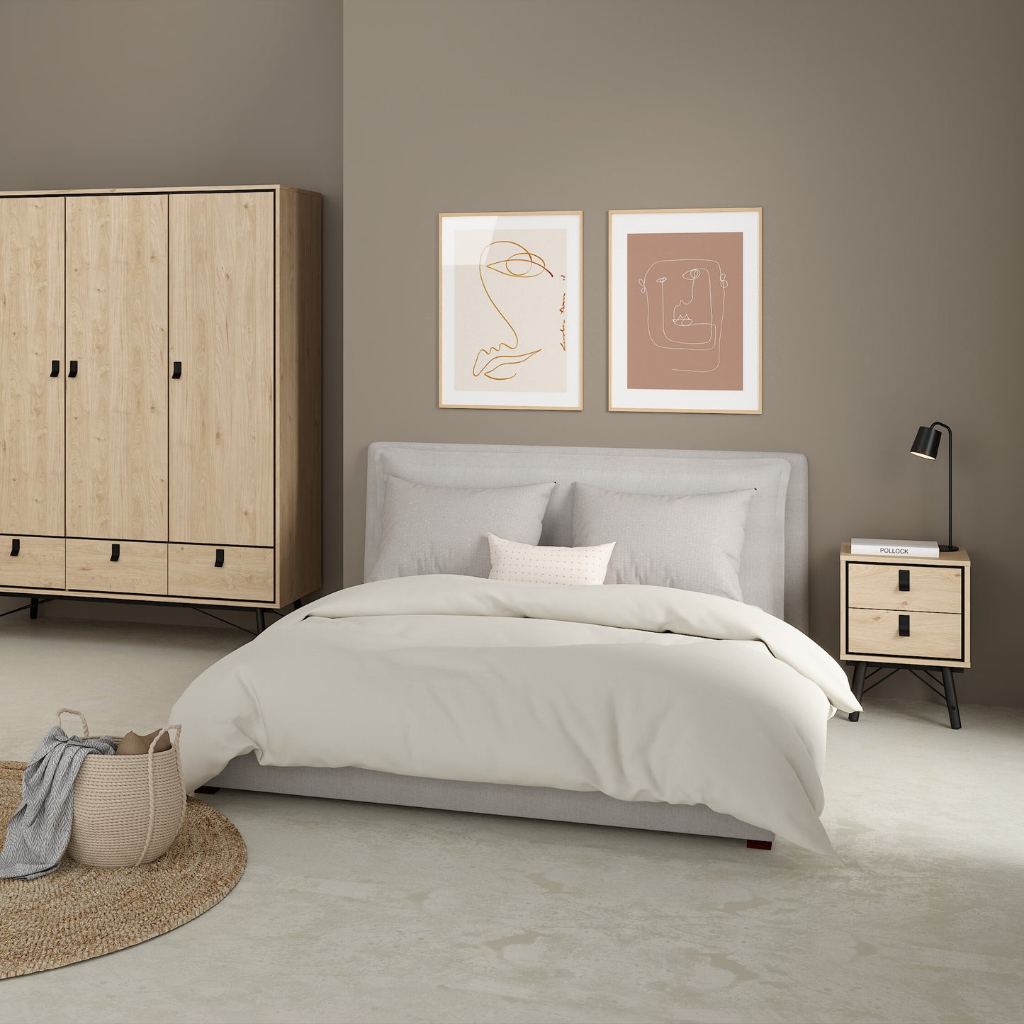 ry bedside cabinet 2 drawer jackson hickory oak
