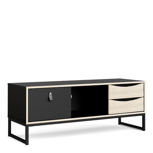 stubbe tv unit 1 door 2 drawers and open shelf in matt black oak