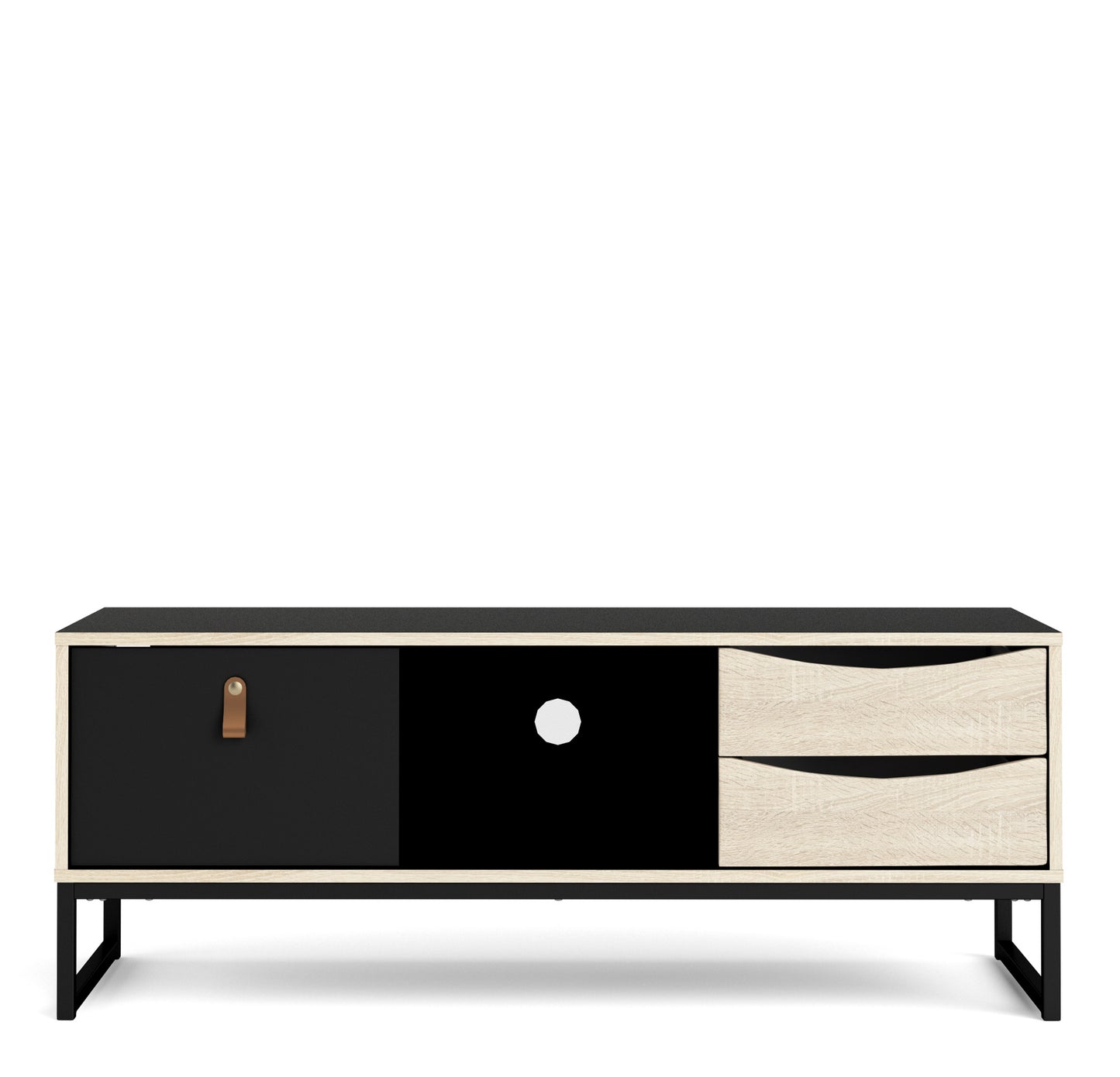 stubbe tv unit 1 door 2 drawers and open shelf in matt black oak