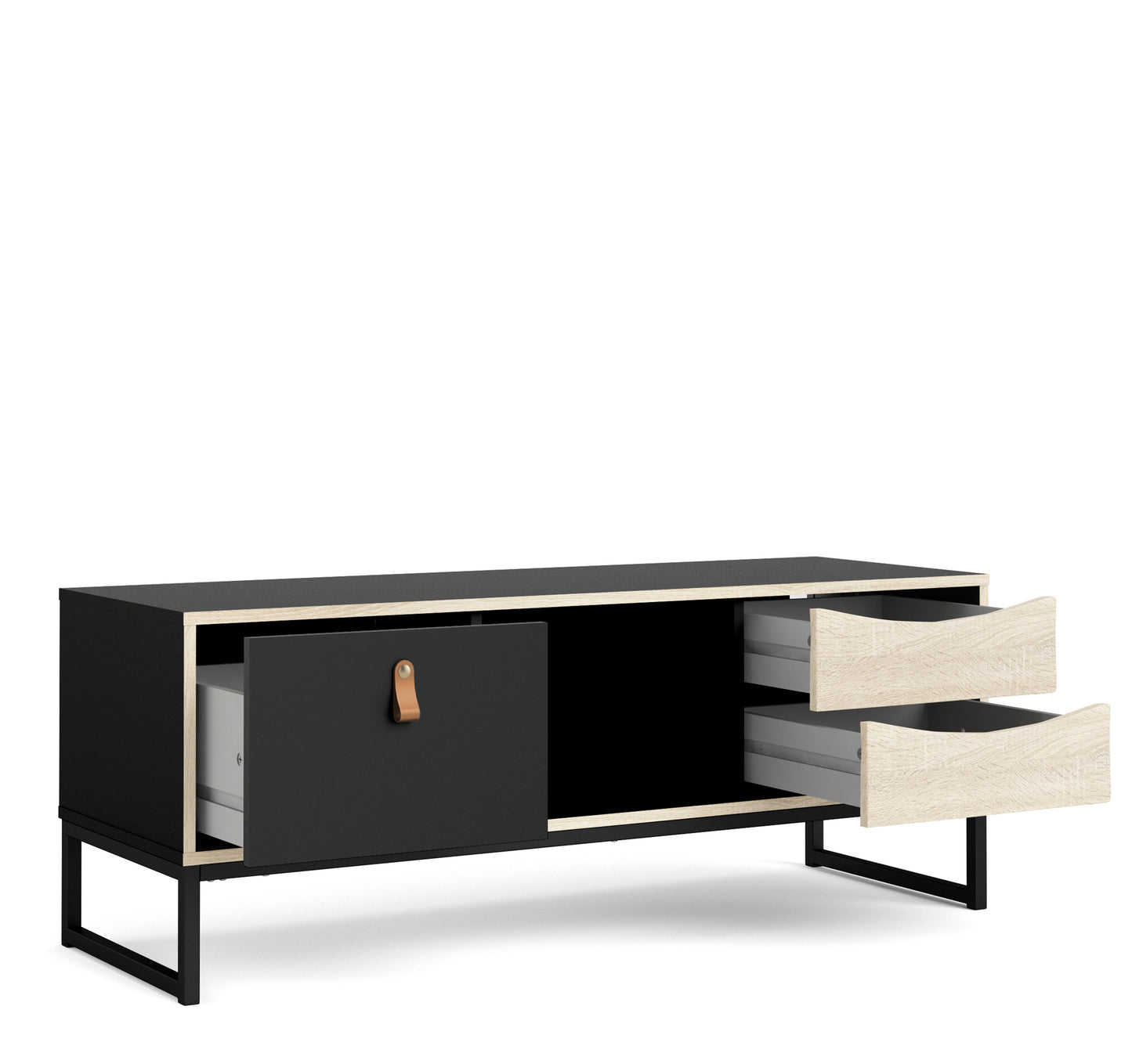stubbe tv unit 1 door 2 drawers and open shelf in matt black oak