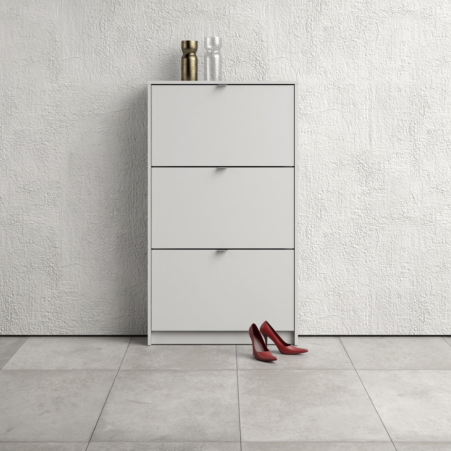 shoes shoe cabinet 3 flip down doors and 1 layer in white