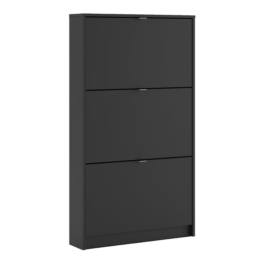 shoes shoe cabinet 3 flip down doors and 1 layer in matt black
