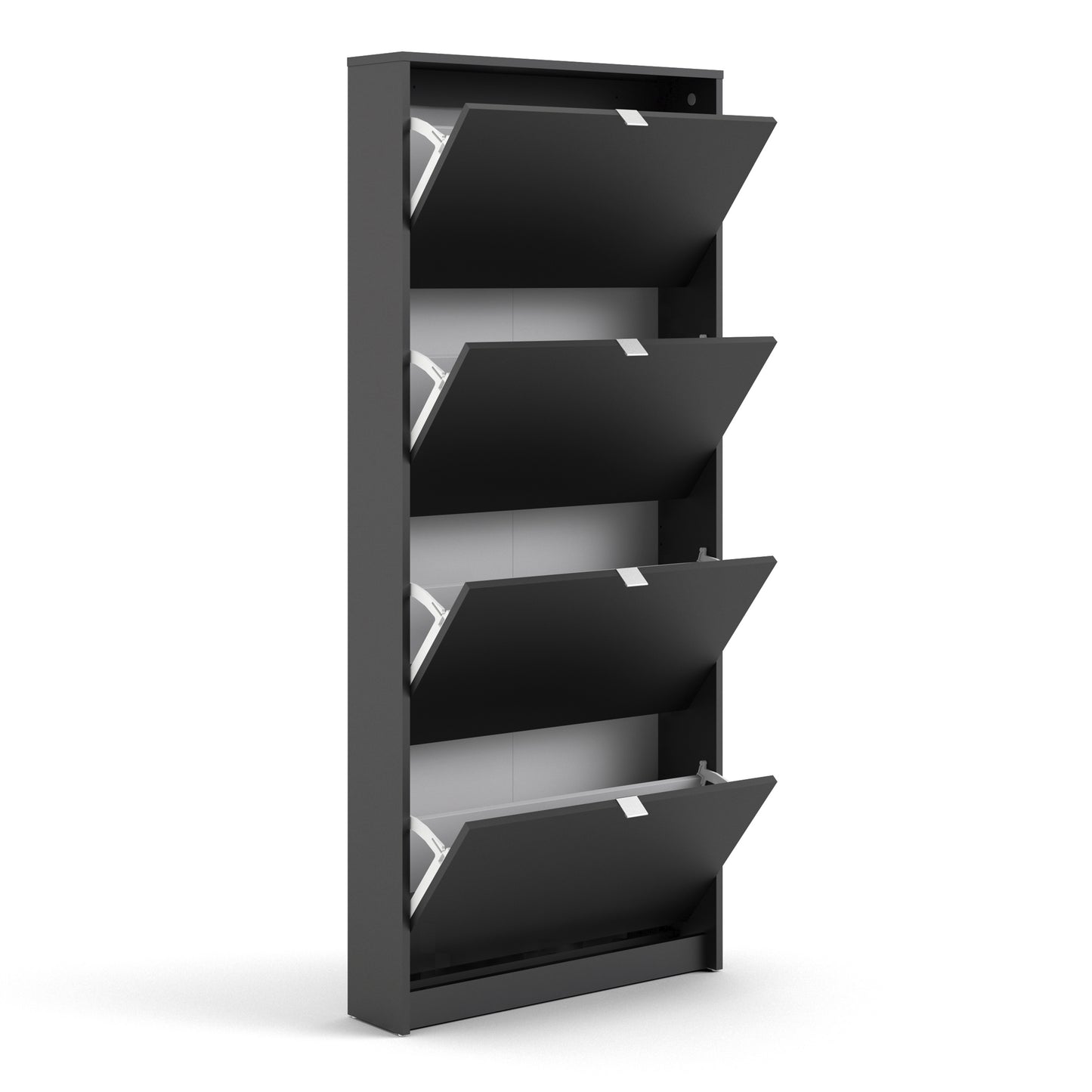 shoes shoe cabinet 4 flip down doors and 1 layer in matt black