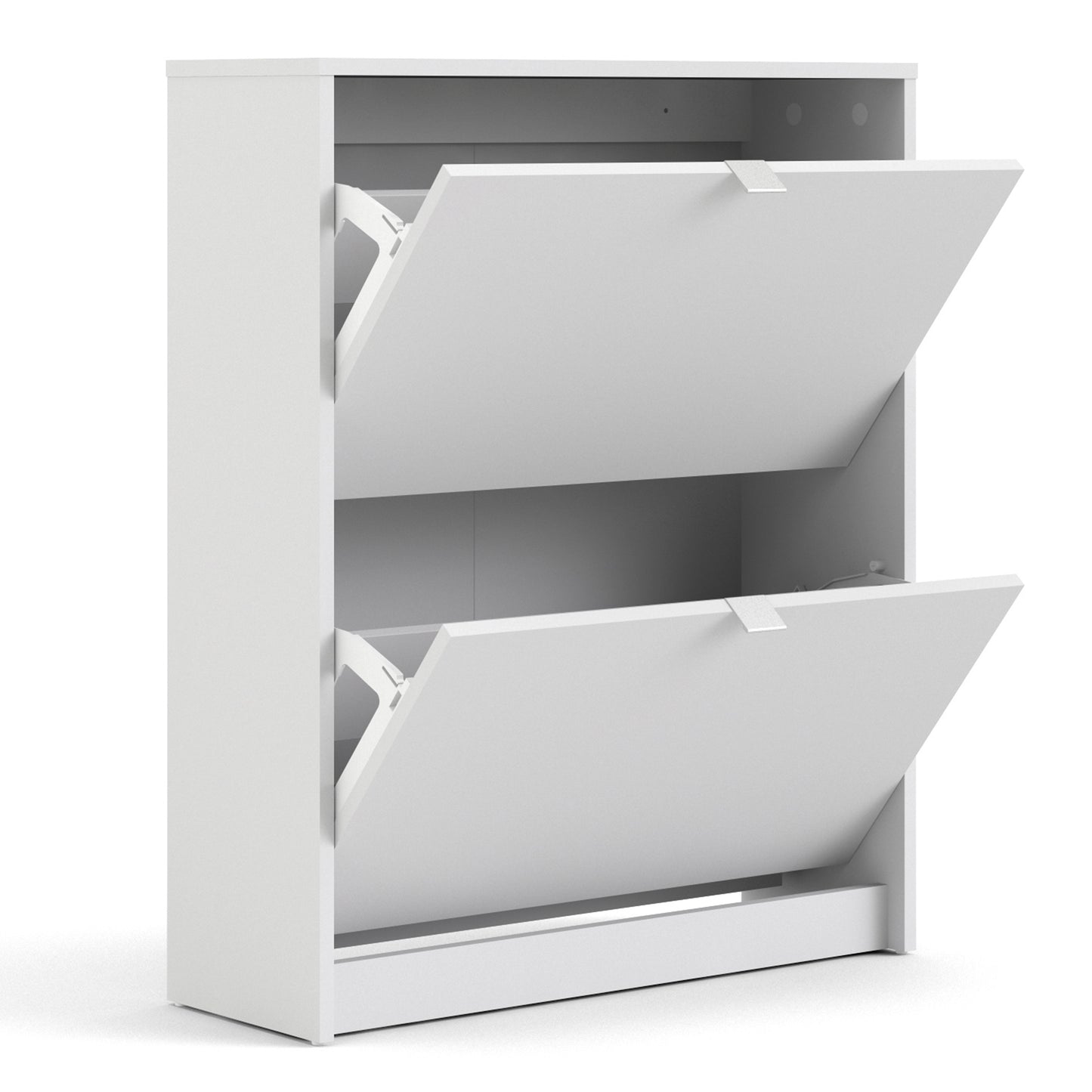 shoes shoe cabinet 2 flip down doors and 2 layers in white