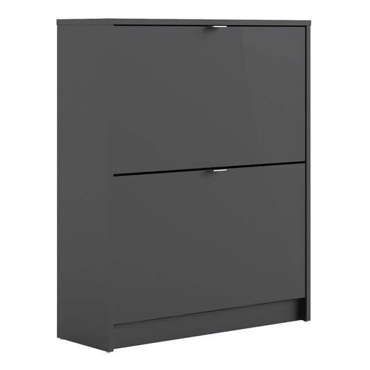 shoes shoe cabinet 2 flip down doors and 2 layers in matt black