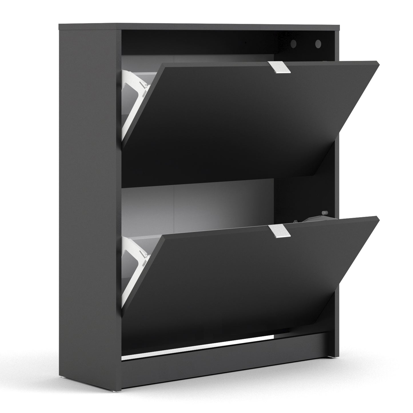 shoes shoe cabinet 2 flip down doors and 2 layers in matt black