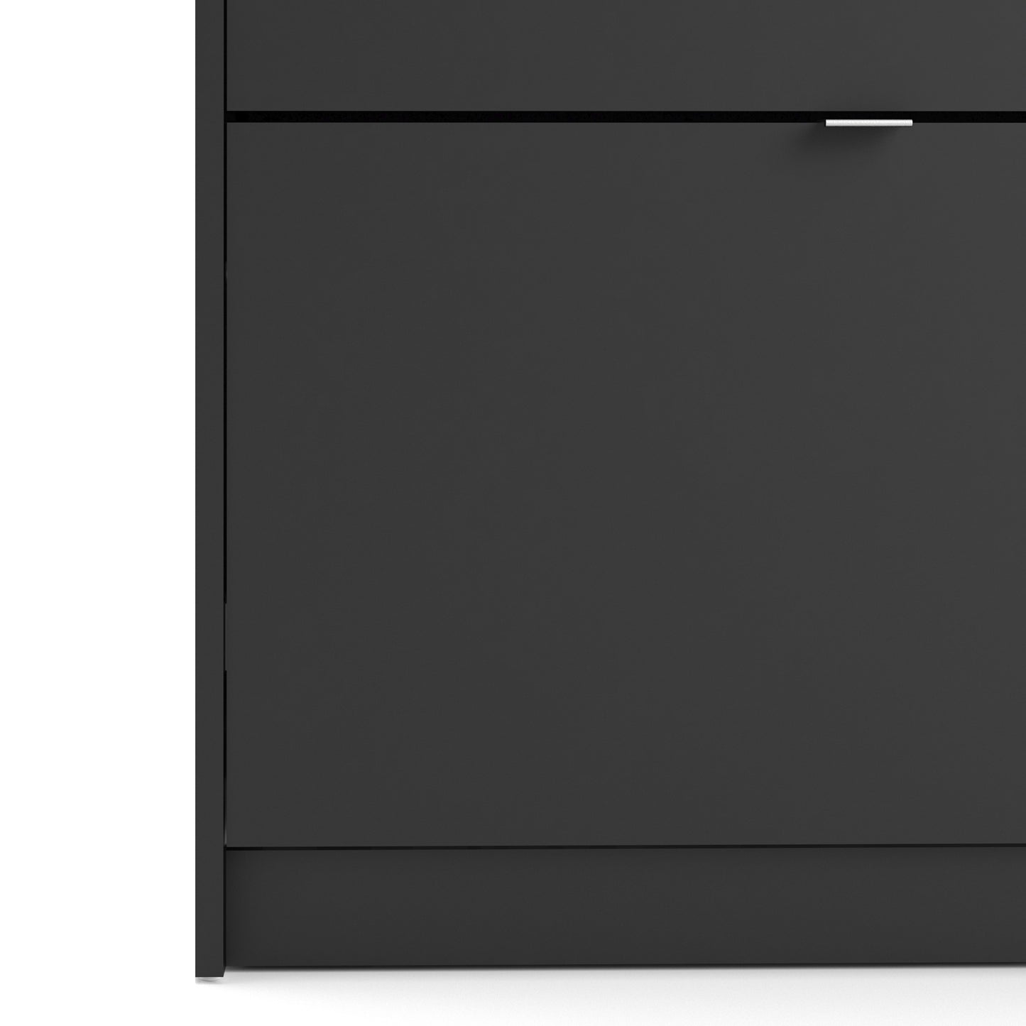 shoes shoe cabinet 2 flip down doors and 2 layers in matt black