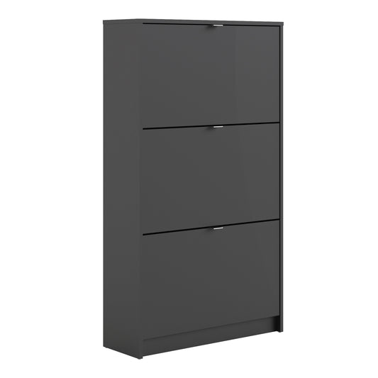 shoes shoe cabinet 3 flip down doors and 2 layers in matt black