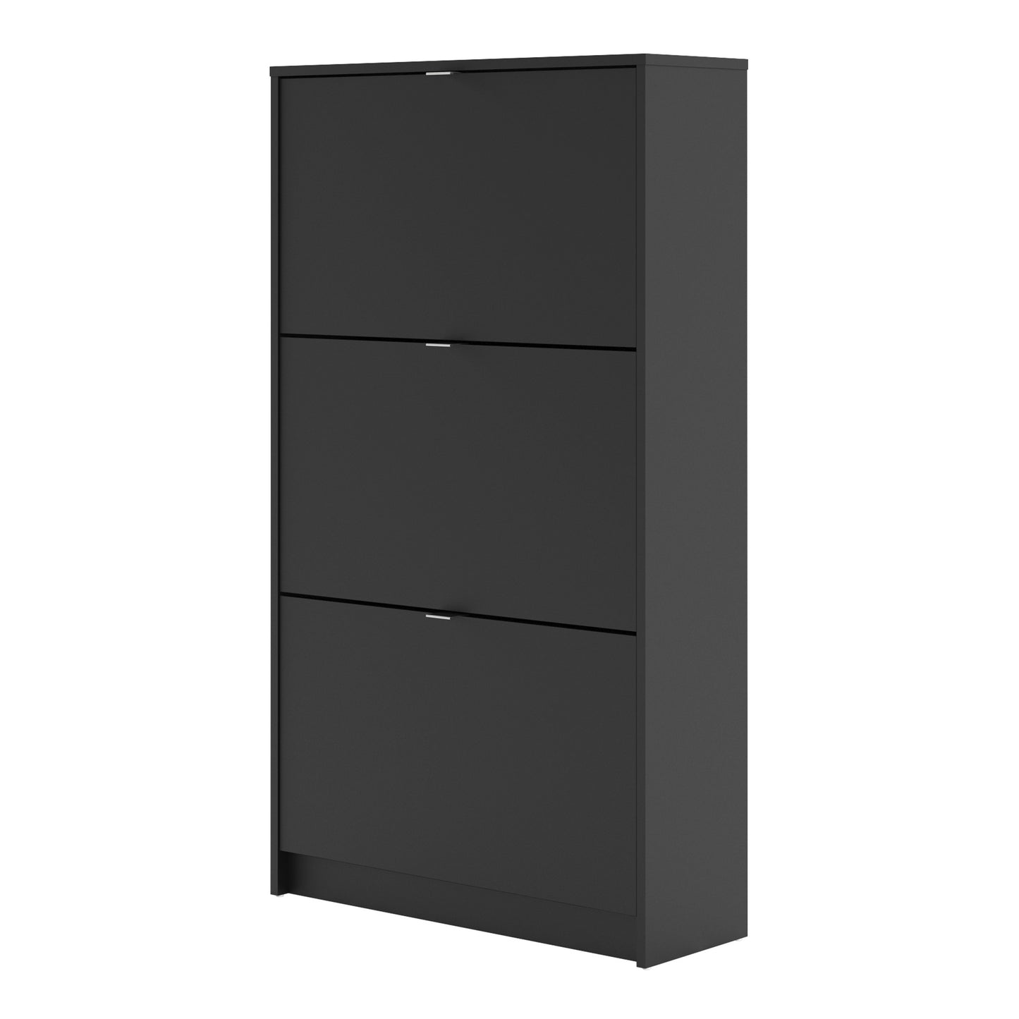 shoes shoe cabinet 3 flip down doors and 2 layers in matt black