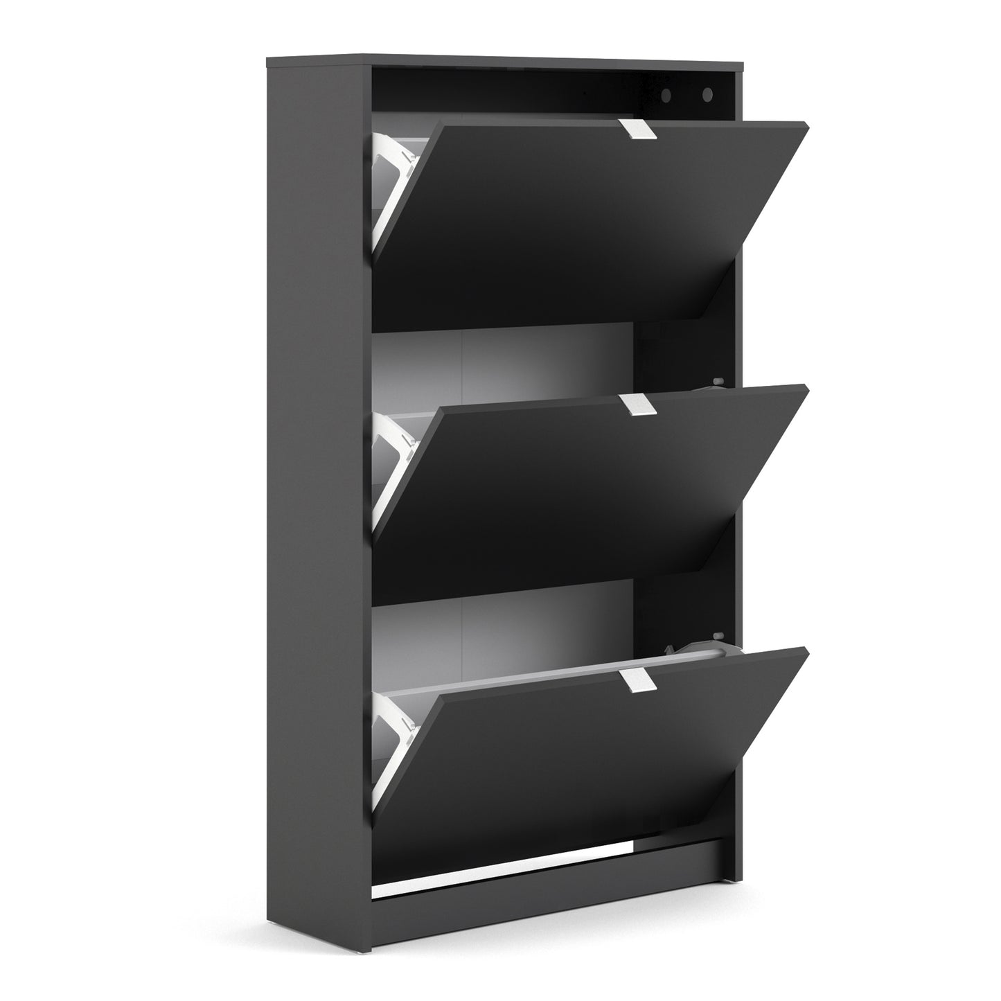 shoes shoe cabinet 3 flip down doors and 2 layers in matt black