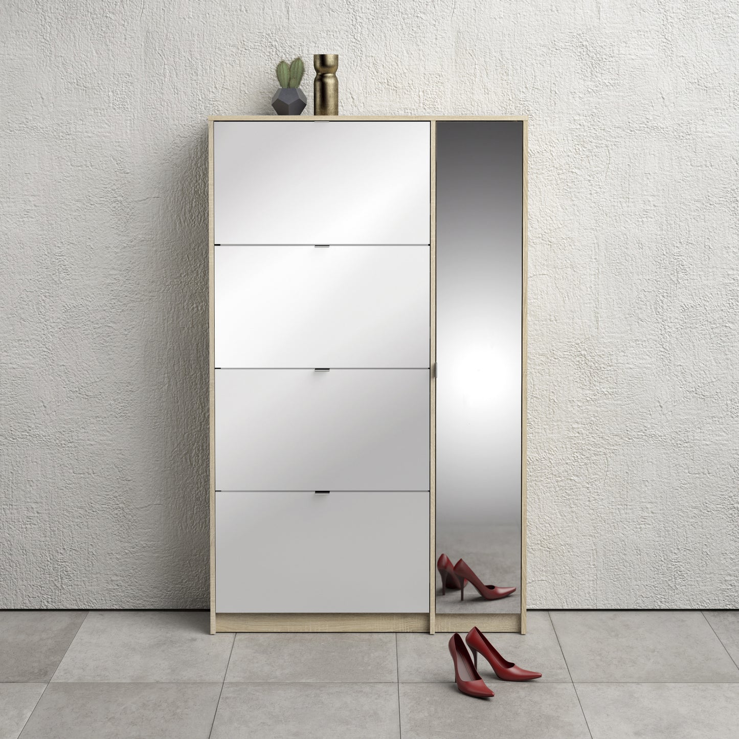 shoes shoe cabinet 4 flip down doors and 2 layers 1 mirror door oak structure