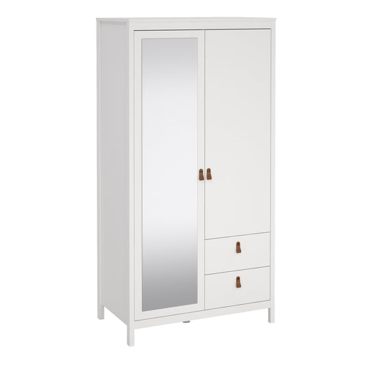 barcelona wardrobe with 1 door 1 mirror door 2 drawers in white
