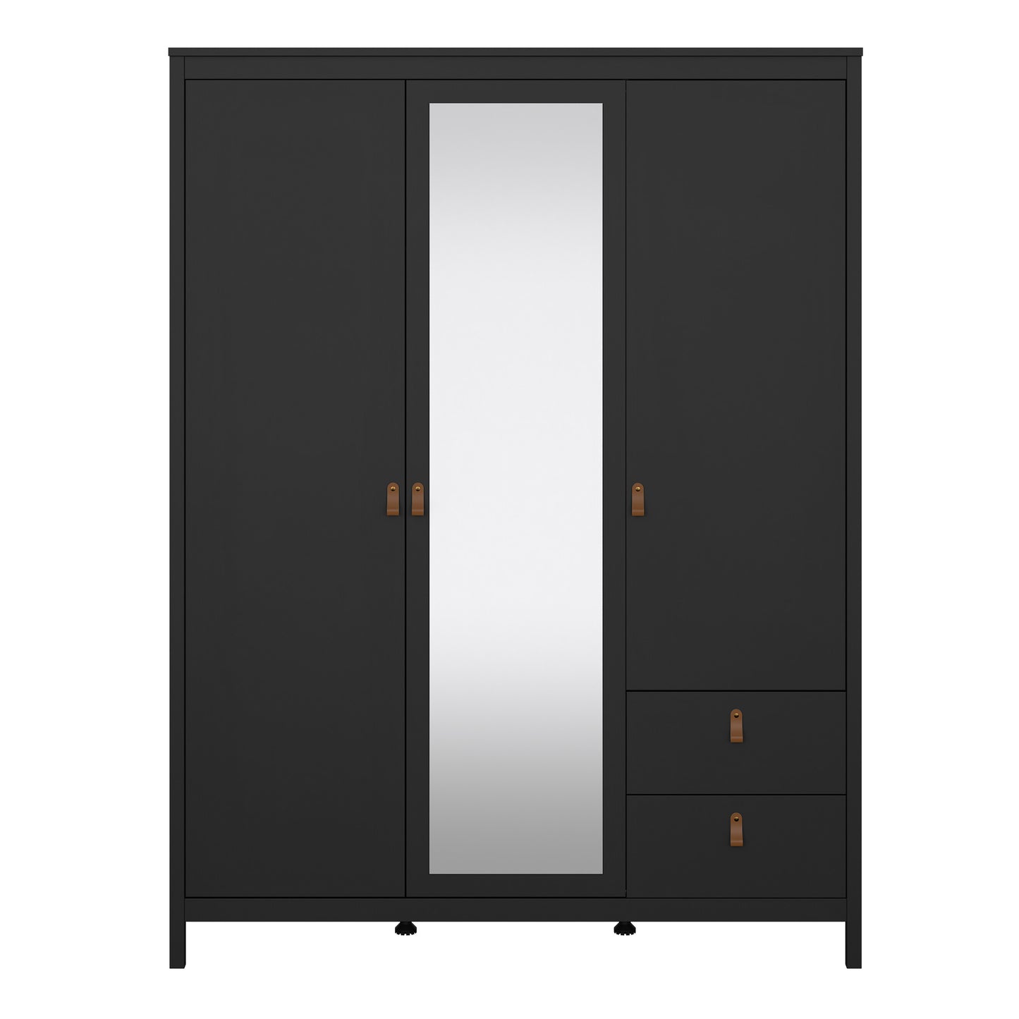 barcelona wardrobe with 2 doors 1 mirror door 2 drawers in matt black