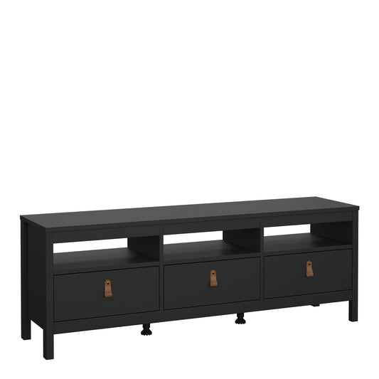 barcelona tv unit 3 drawers in matt black