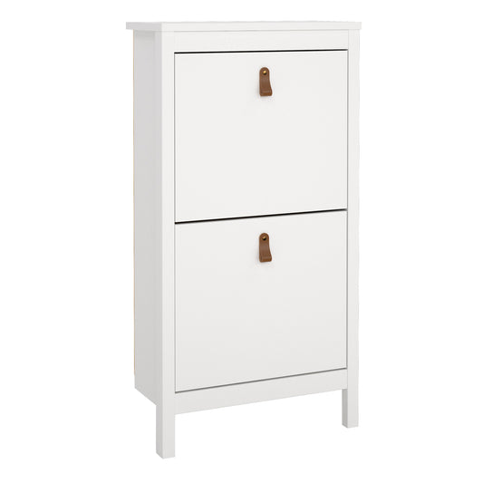 barcelona shoe cabinet 2 flip down doors in white