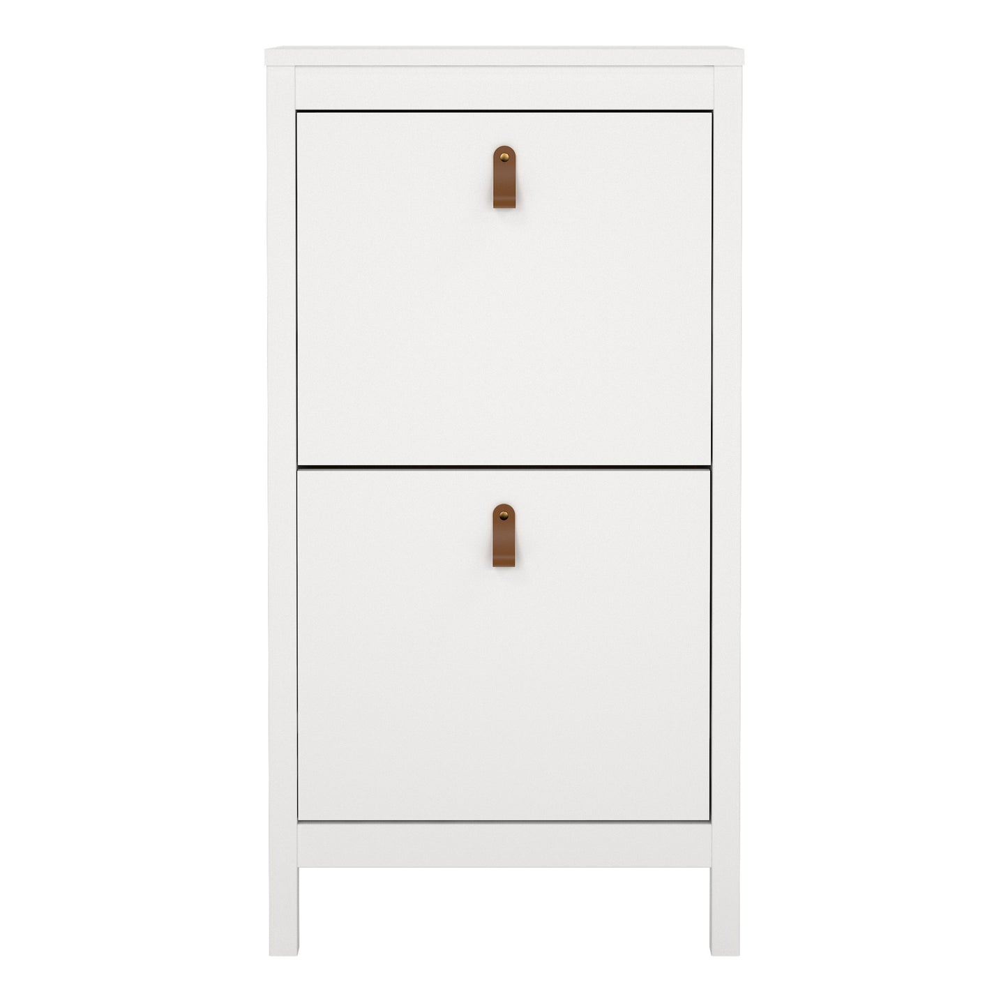 barcelona shoe cabinet 2 flip down doors in white