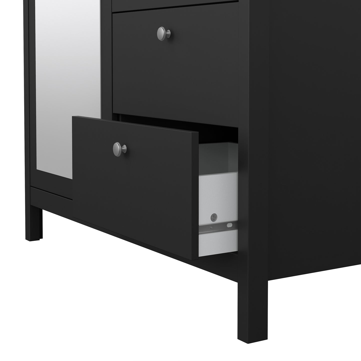 madrid wardrobe with 1 door 1 mirror door 2 drawers matt black