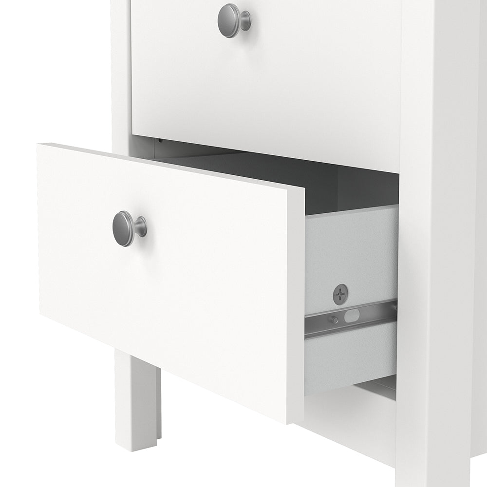madrid bedside table 2 drawers in white