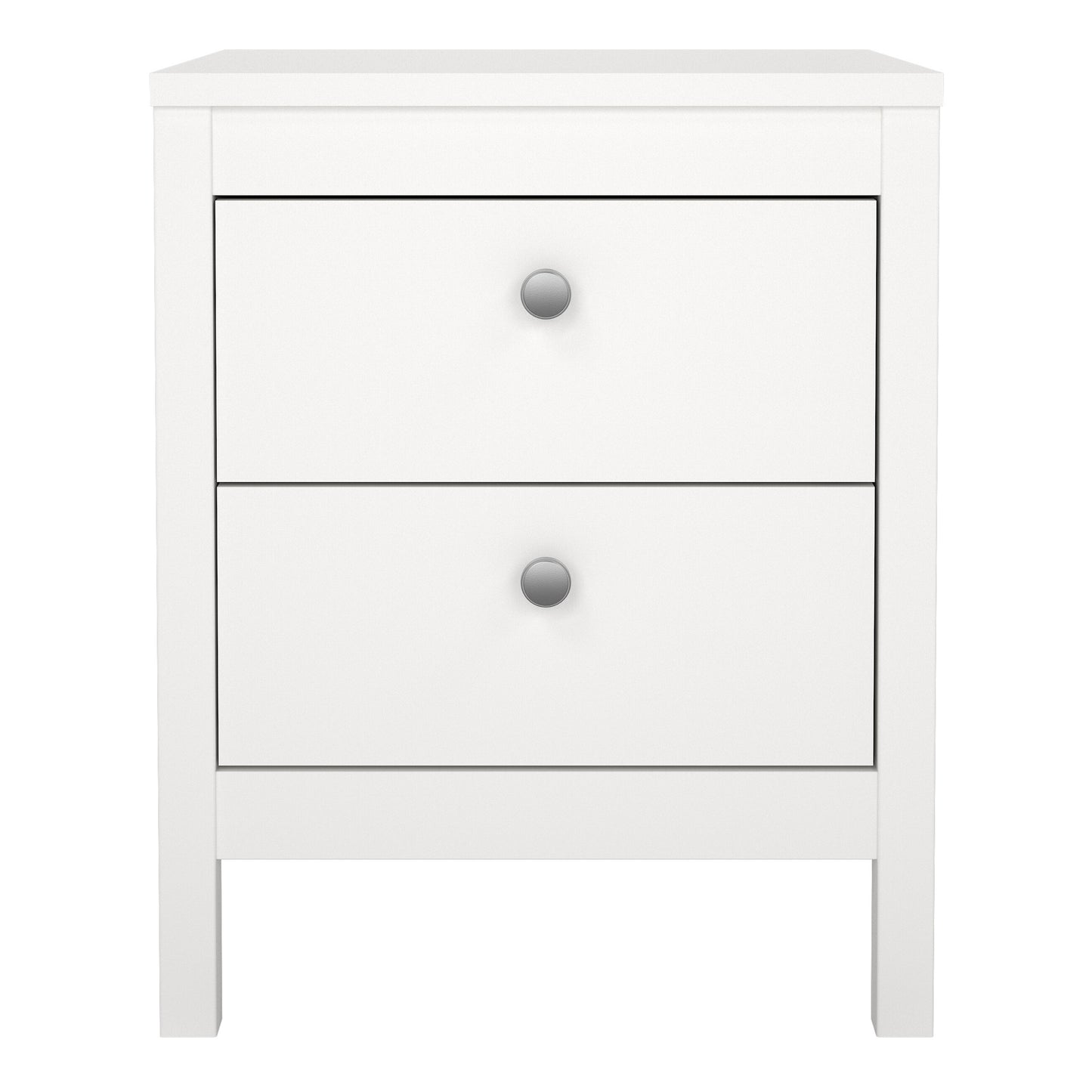 madrid bedside table 2 drawers in white