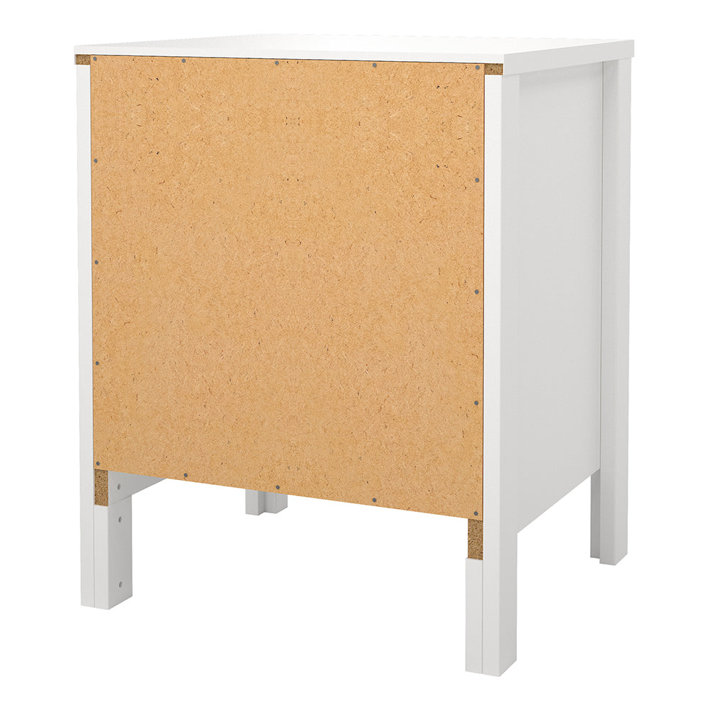 madrid bedside table 2 drawers in white