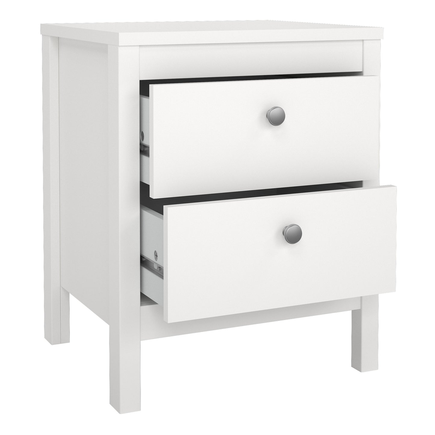 madrid bedside table 2 drawers in white