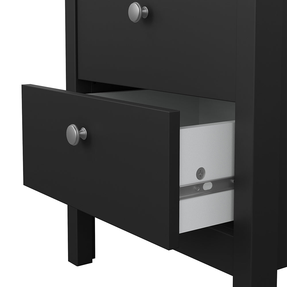 madrid bedside table 2 drawers in matt black