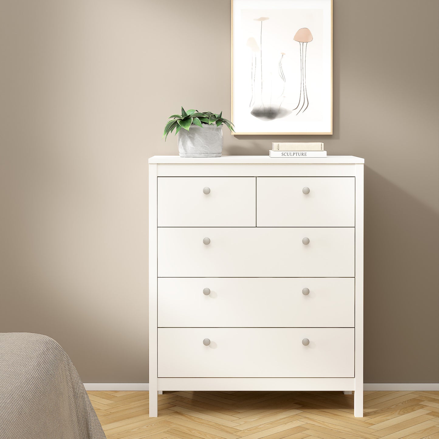 madrid chest 3+2 drawers in white