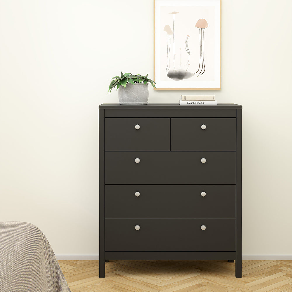 madrid chest 3+2 drawers in matt black