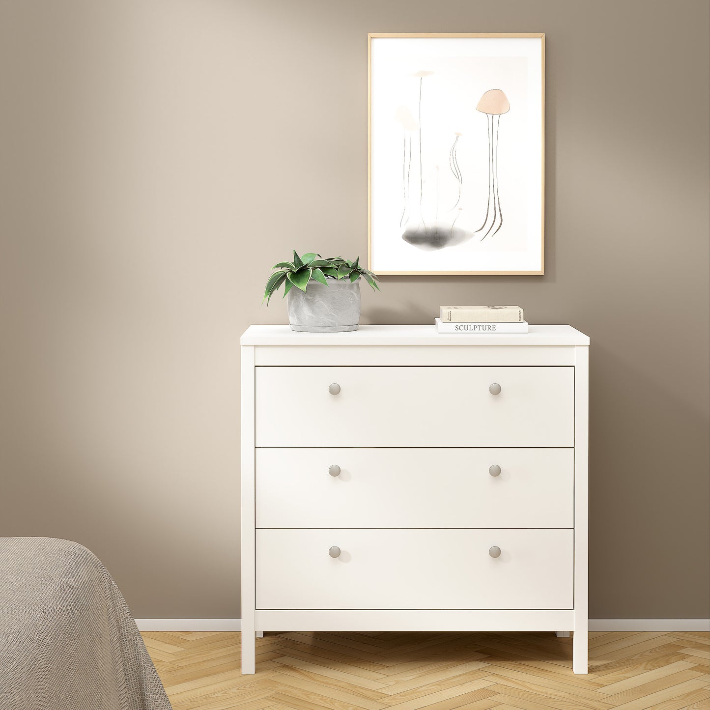 madrid chest 3 drawers in white
