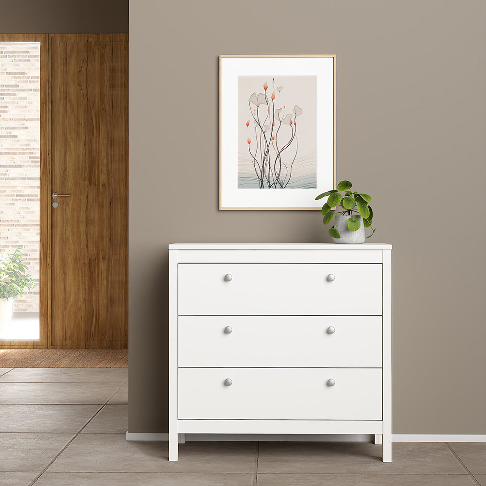 madrid chest 3 drawers in white