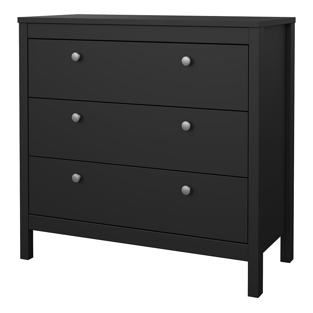 madrid chest 3 drawers in matt black