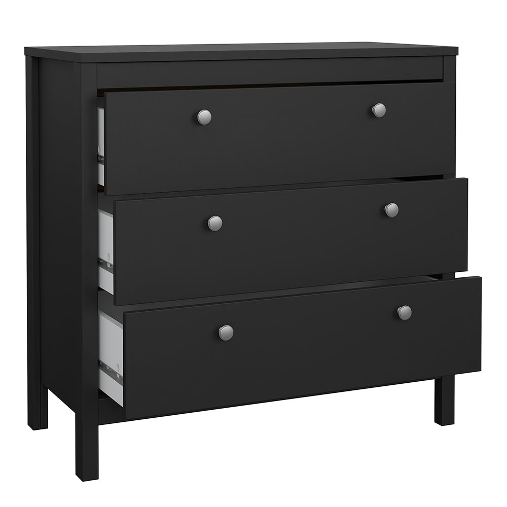 madrid chest 3 drawers in matt black
