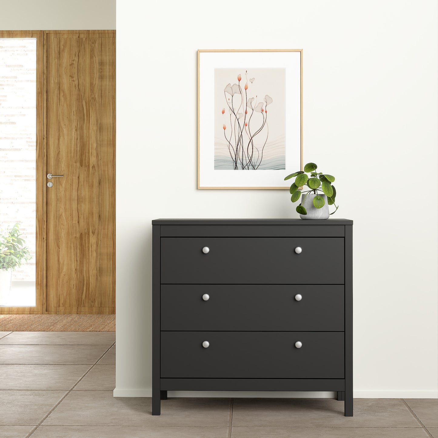 madrid chest 3 drawers in matt black