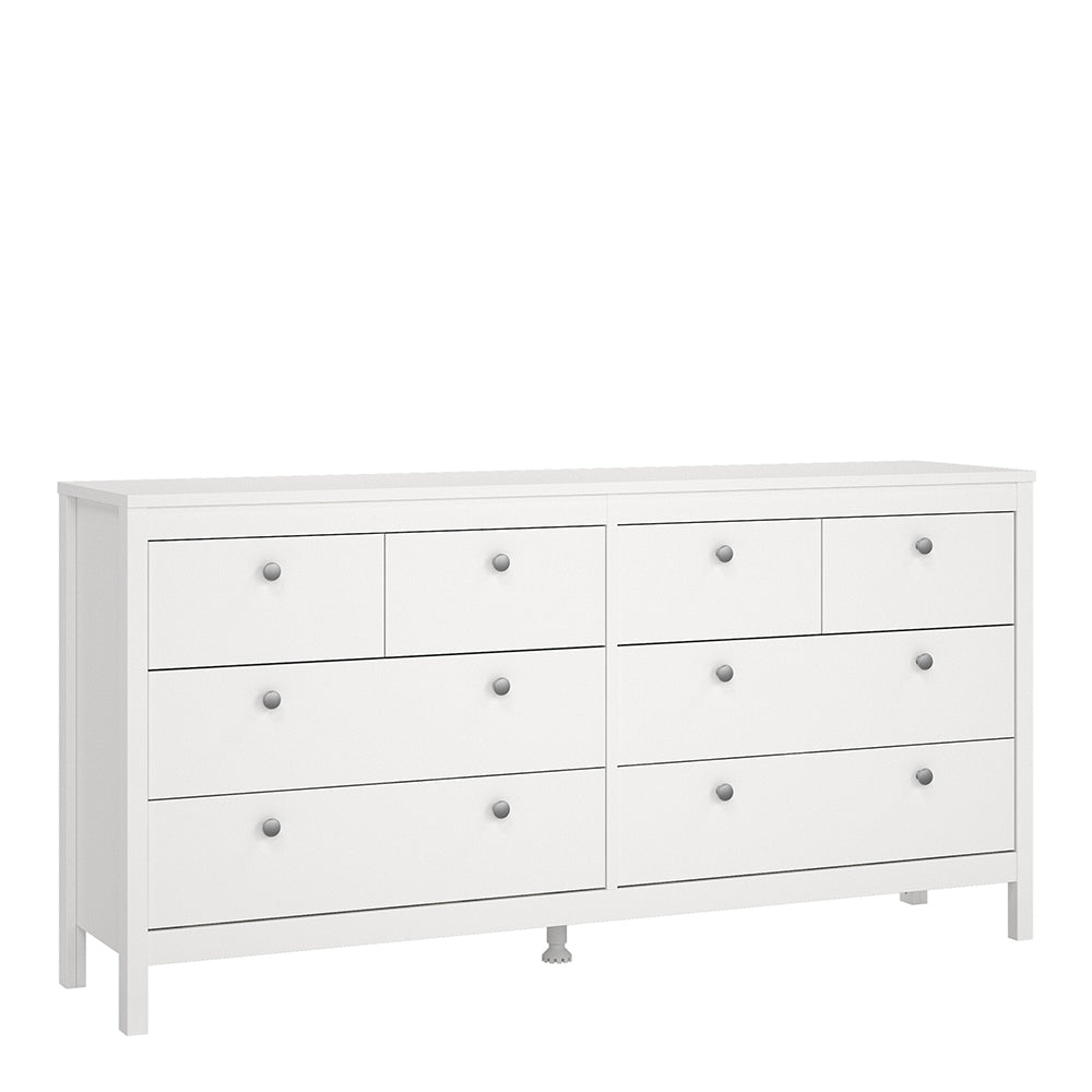 madrid double dresser 4+4 drawers in white