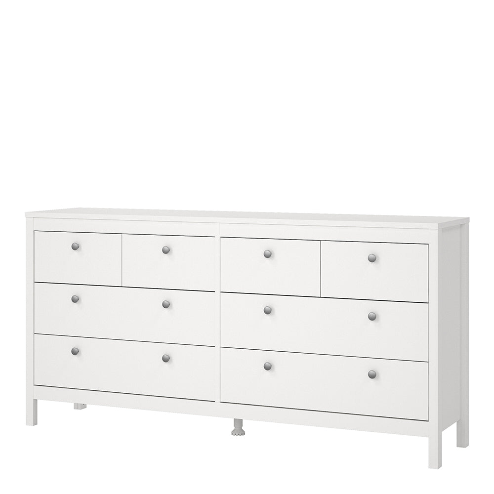 madrid double dresser 4+4 drawers in white