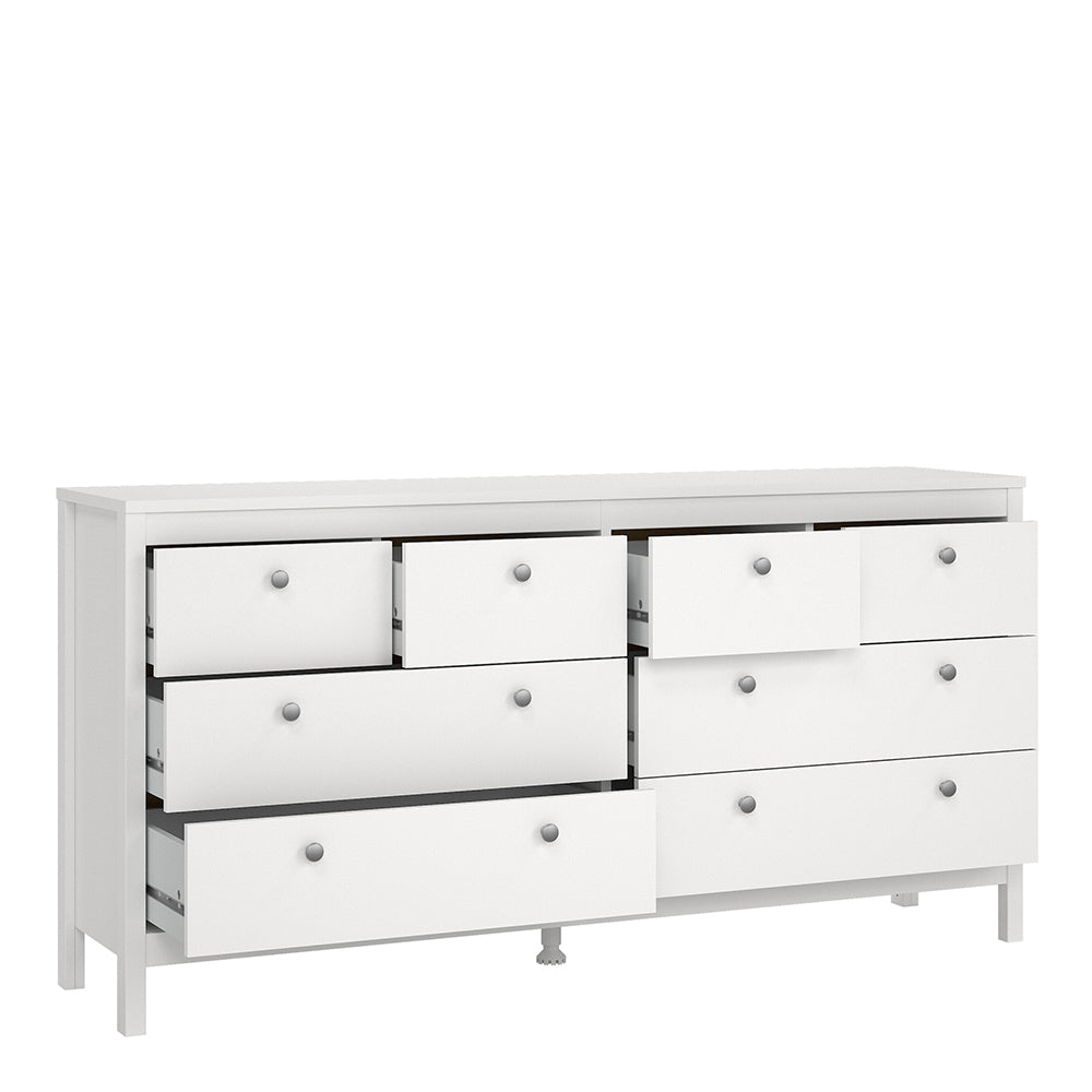 madrid double dresser 4+4 drawers in white